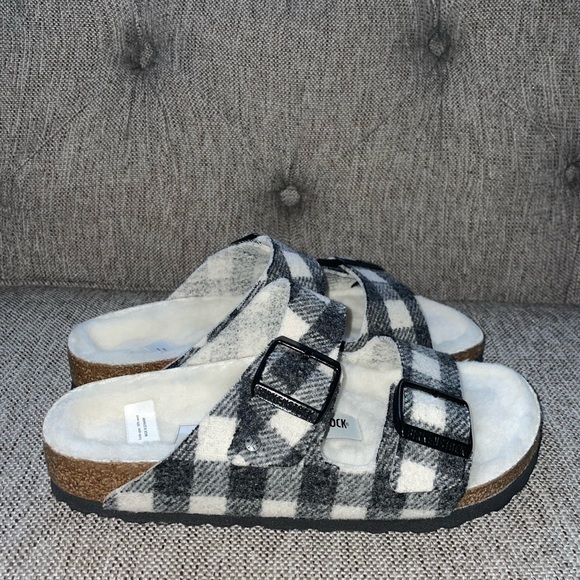 New Arizona Plaid Shearling Birkenstock Sandals women size 37 - Picture 4 of 10